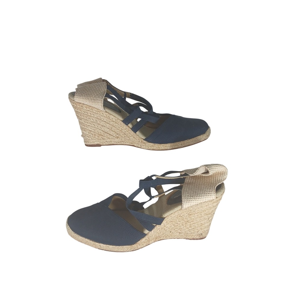 Adrienne Vittadini AV-BANNER Wedge 9M Navy Espadrille Coastal Summer Sandals